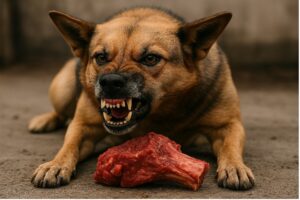 Chien montrant les dents